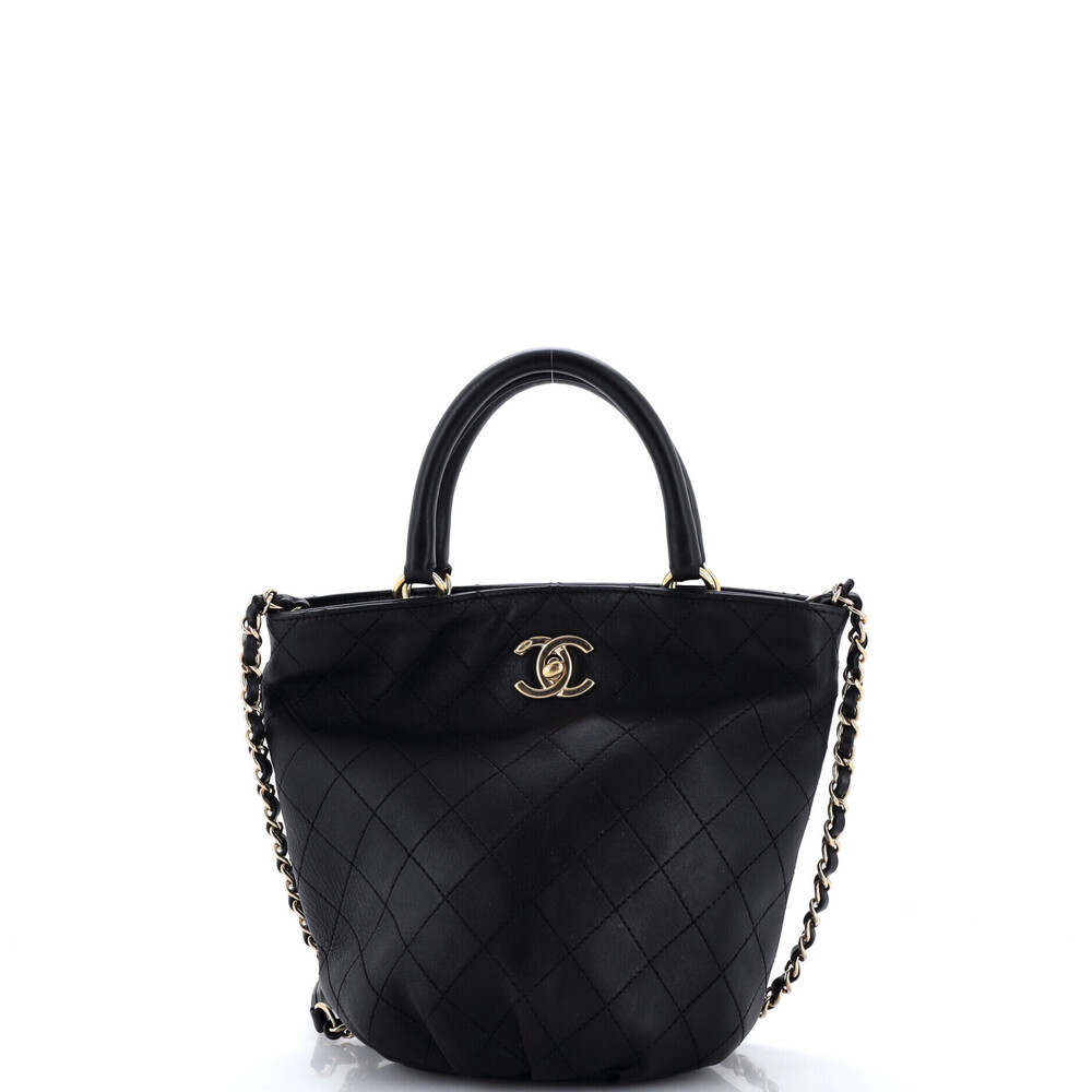 Chanel Chain Handle Bucket Bag Quilted Calfskin